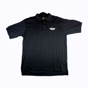 Harley‎ Davidson Striped Patch Polo Shirt Mens Size XL Made In USA Vintage 90's
